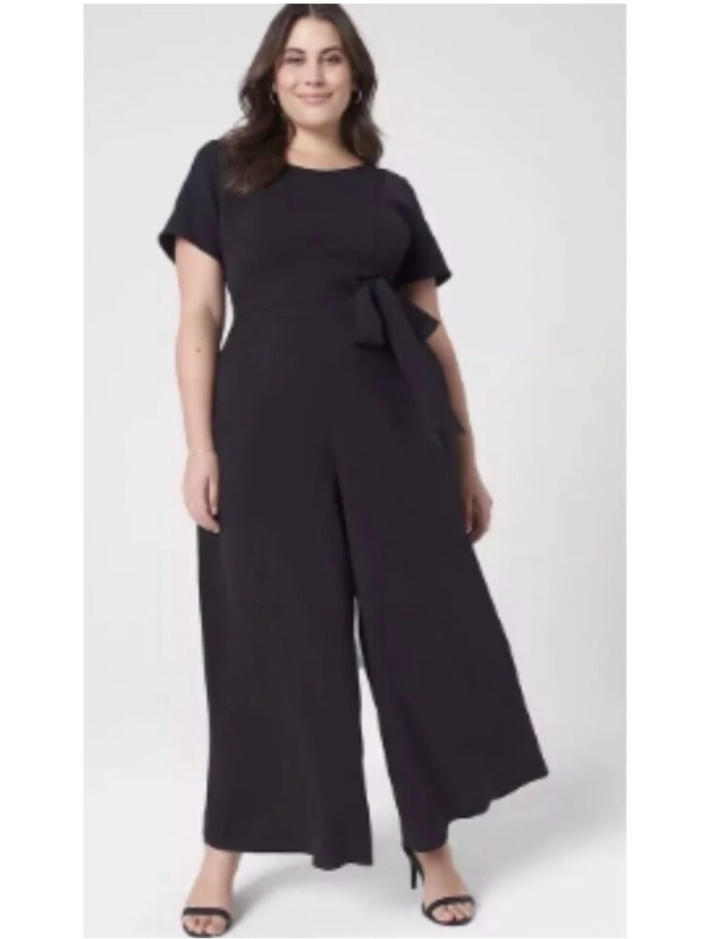Lane Bryant Black Wide-Leg Jumpsuit with Side Tie